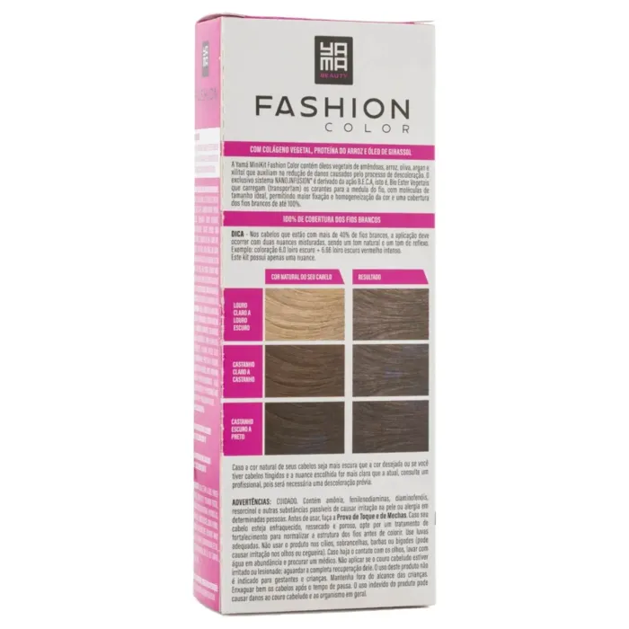 Mini Kit Coloração Fashion Color Yamá 6.31 Louro Escuro Dourado Acinzentado 60 g + 60 ml