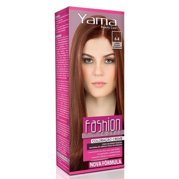 Mini Kit Coloração Fashion Color Yamá 6.4 Louro Escuro Acobreado 60 g + 60 ml