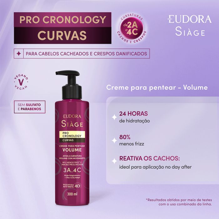 Creme para Pentear Volume Eudora Siàge Pro Cronology Curvas 300 ml