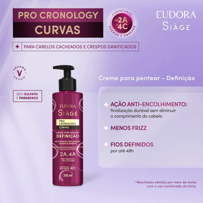 Creme para Pentear Definição Eudora Siàge Pro Cronology Curvas 300 ml