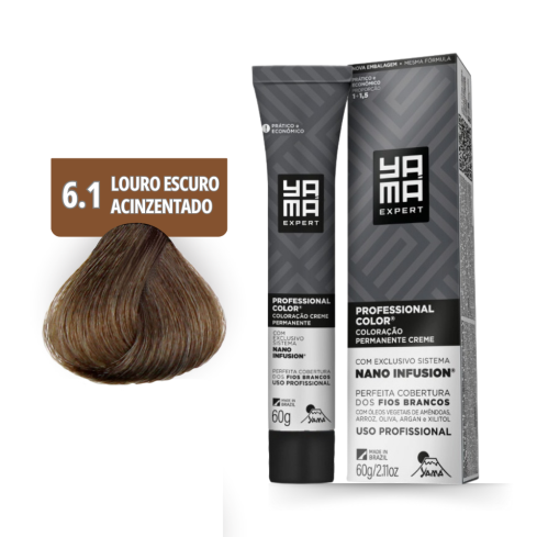 Coloração Professional Color Nano Infusion Yamá 6.1 Louro Escuro Acinzentado 60 g — imagem 1