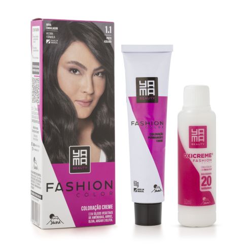 Mini Kit Coloração Fashion Color Yamá 1.1 Preto Azulado 60 g + 60 ml — imagem 1