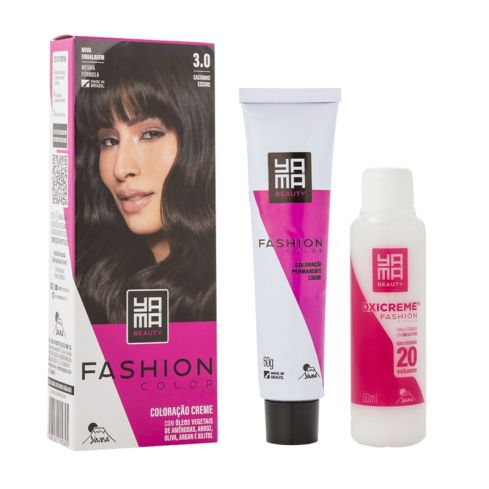 Mini Kit Coloração Fashion Color Yamá 3.0 Castanho Escuro 60 g + 60 ml — imagem 1