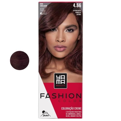 Mini Kit Coloração Fashion Color Yamá 4.66 Castanho Médio Vermelho Intenso 60 g + 60 ml — imagem 1