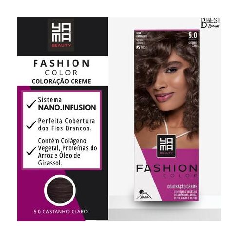Mini Kit Coloração Fashion Color Yamá 5.0 Castanho Claro 60 g + 60 ml — imagem 1