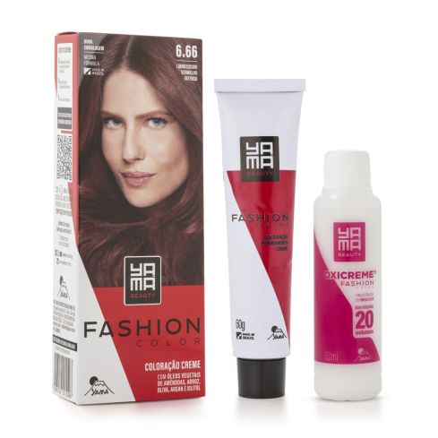 Mini Kit Coloração Fashion Color Yamá 6.66 Louro Escuro Vermelho Intenso 60 g + 60 ml — imagem 1