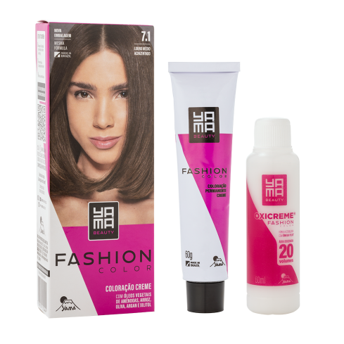 Mini Kit Coloração Fashion Color Yamá 7.1 Louro Médio Acinzentado 60 g + 60 ml — imagem 1