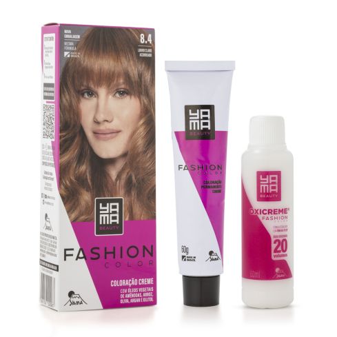 Mini Kit Coloração Fashion Color Yamá 8.4 Louro Claro Acobreado 60 g + 60 ml — imagem 1