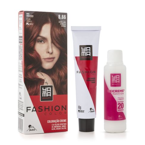 Mini Kit Coloração Fashion Color Yamá 8.66 Louro Claro Vermelho Intenso 60 g + 60 ml — imagem 1