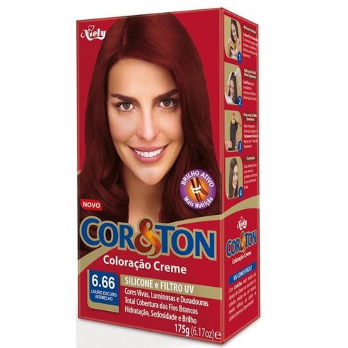 Coloração Cor & Ton 6.66 Louro Escuro Vermelho Intenso 50 g — imagem 1