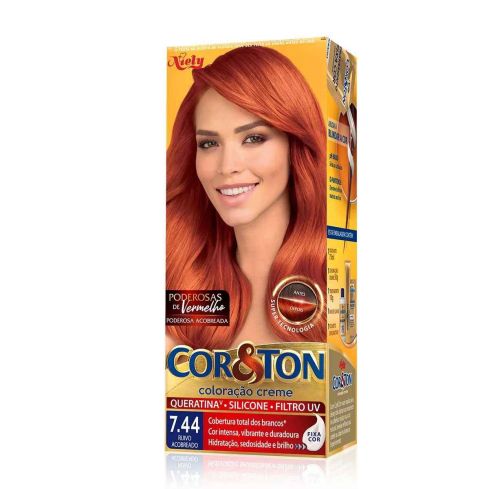 Coloração Cor & Ton 7.44 Ruivo Acobreado 50 g — imagem 1